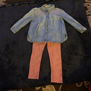 Girls jean shirt with matching leggings